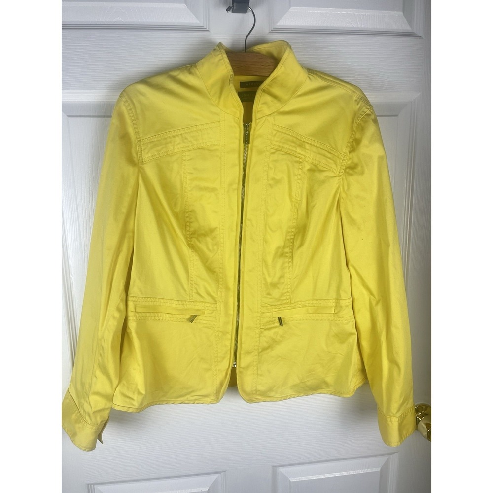 Jones New York Signature Yellow Zip Jacket Womens XL Stretch Lightweight Blazer - Picture 7 of 9